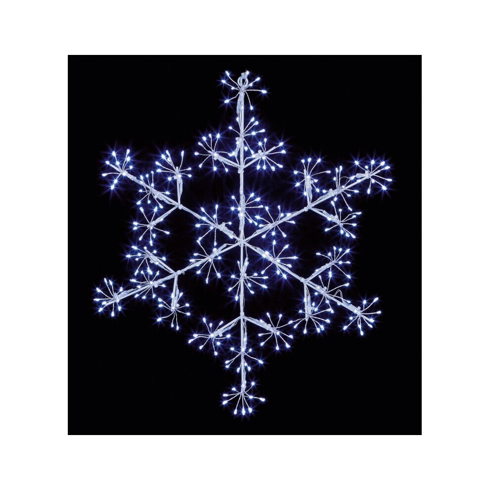 40CM SILVER SNOWFLAKE CHRISTMAS DECORATION 300 ICE WHITE LED LV213043W