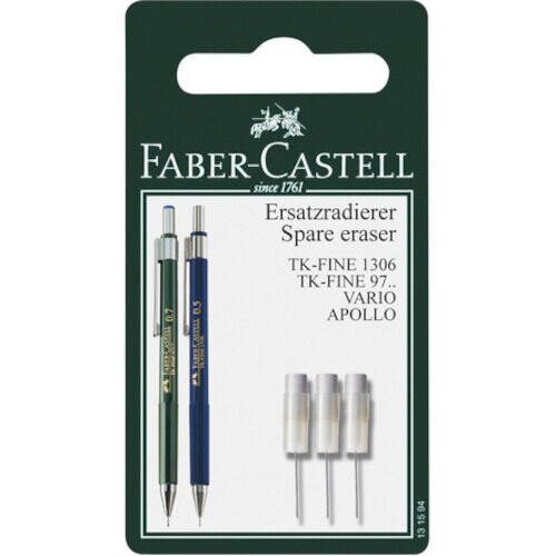 Faber-Castell Spare Eraser With Cleaning Needle White 3 Pieces