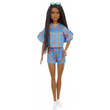Barbie Fashionistas Puppe #172 Mit Herzmuster-Shirt & Shorts, Geflochtenem Haar, Sneakers & Sonnenbrille