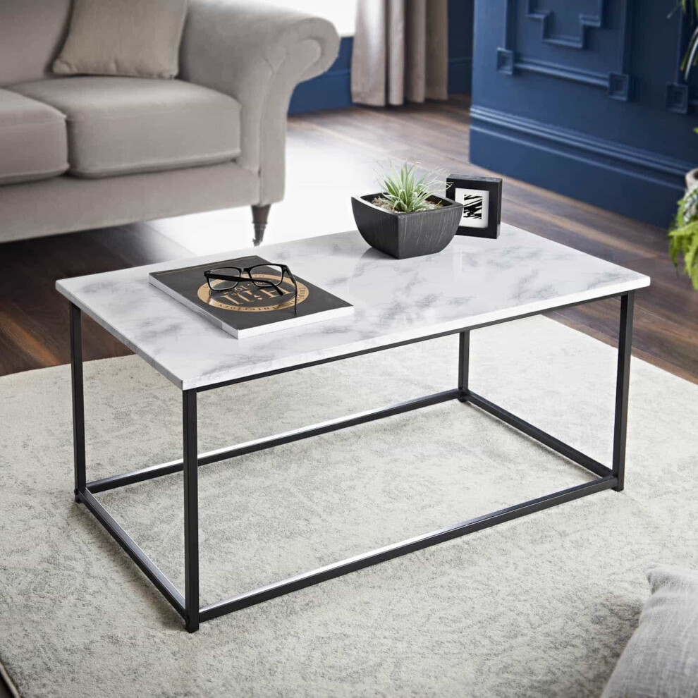 Modern Coffee Table Marble Effect Living Room Table Set Sofa