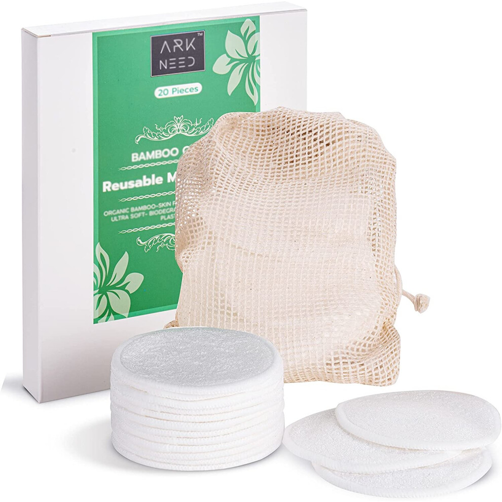 Sesamecave Cotton Pads 20Pcs Reusable Eco-Friendly Bamboo Face Cleaning Pads