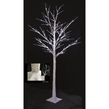 (2.4m / 136LEDs, Ice White) SnowTime Christmas Outdoor LED Birch Tree Flocked