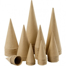 papier-mâché cones 8-20 cm brown 50 pieces