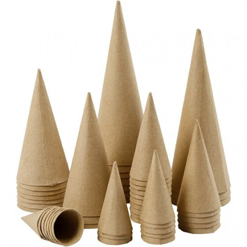 papier-mâché cones 8-20 cm brown 50 pieces