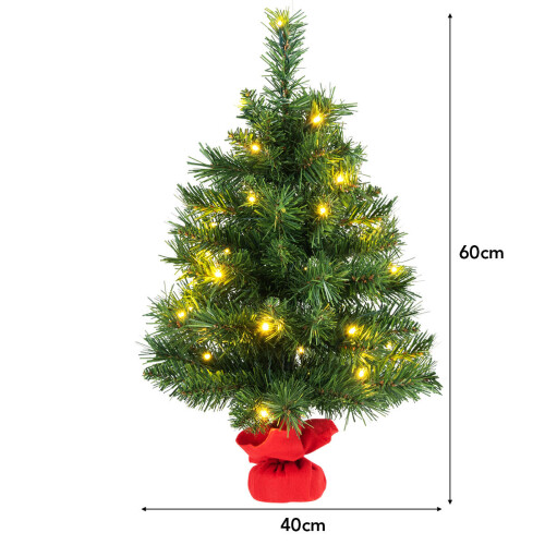 Gymax 60CM Mini Artificial Christmas Tree Tabletop Xmas Trees LED Light Indoor 1
