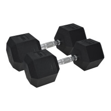Urban Fitness PRO Hex Dumbbell - Rubber Coated (Pair) - 2 x 15kg - Black