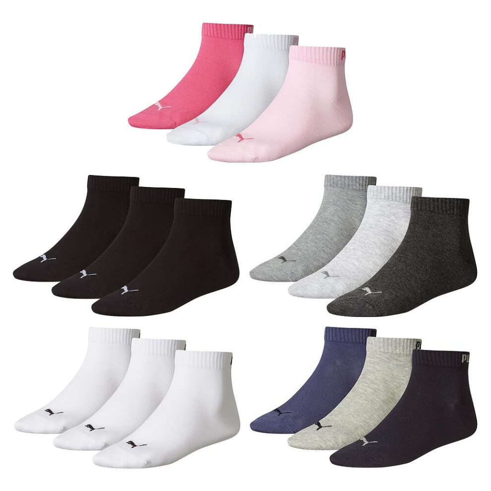 Puma Quarter Training Socks (3 Pairs) - 2.5-5 - Pink