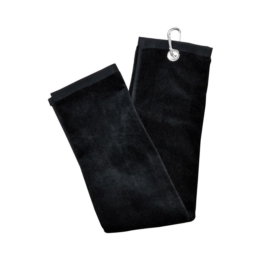 Longridge Black Blank Luxury Fold Golf Towel Size 3