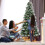 Gymax 7 ft Snow Flocked Artificial Christmas Tree Hinged Slim Xmas Tree W/ Red Berries 7
