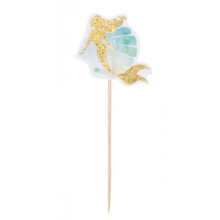 cocktail sticks Mermaid 12 cm wood gold 12 pieces