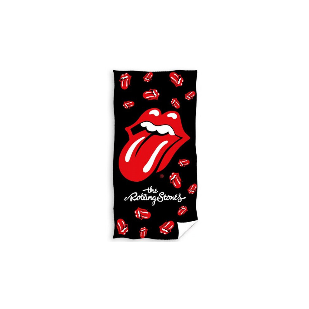 Beach Towel Rolling Stones 140 X 70 Cm Cotton Black