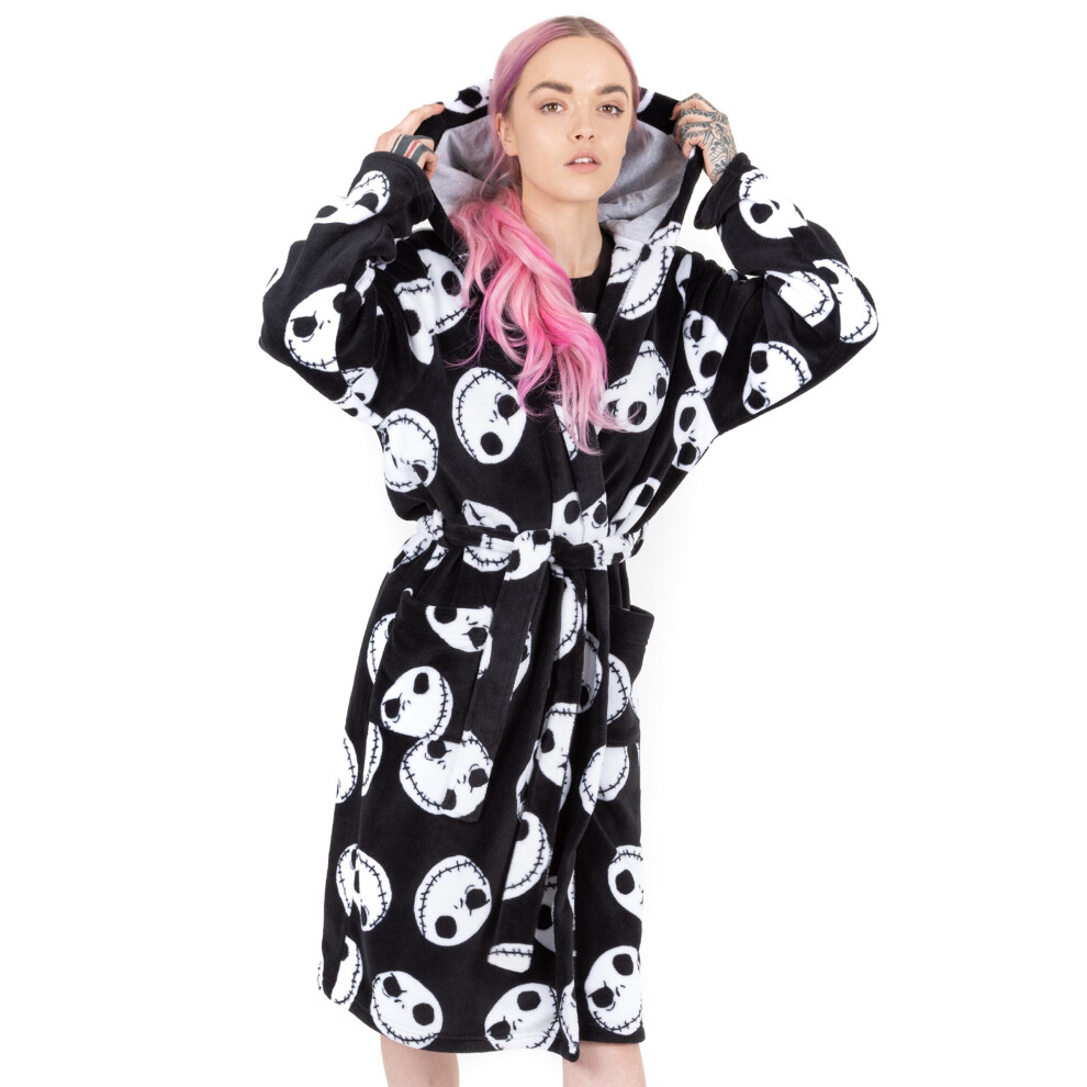 (M) Disney The Nightmare Before Christmas Dressing Gown Womens Black Pjs Bathrobe