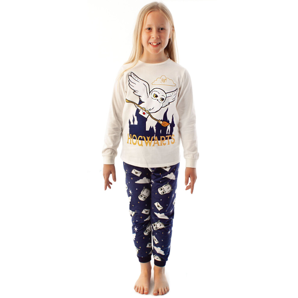 (9-10 Years) Harry Potter Pyjamas Girls Hedwig Long Sleeve T-Shirt & Fleece Trousers PJ Set