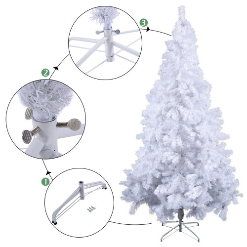 Gymax 6FT Artificial Christmas Tree Traditional White Xmas Tree Decor with Metal Stand 2