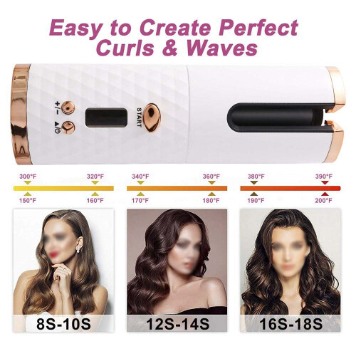 Cordless Auto Rotating Waver Curling Iron Wireless LCD Ceramic 2