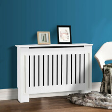 (Medium) White Radiator Cover Vertical Modern Traditional MDF Wood Grill Cabinet Shelf