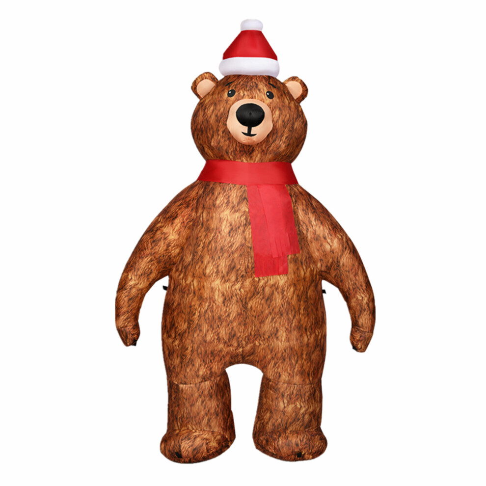 220cm Inflatable Christmas Bear Built-in LED Lights Xmas Decoration In/Outdoor