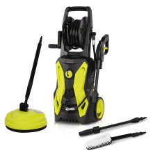2000W Electric Pressure Washer 150Bar/450L/H - Portable Car & Patio Cleaner with Turbo & Adjustable Nozzles, Onboard Hose Reel, TSS