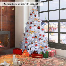 7FT Artificial Christmas Tree Traditional White Xmas Tree Decor with Metal Stand