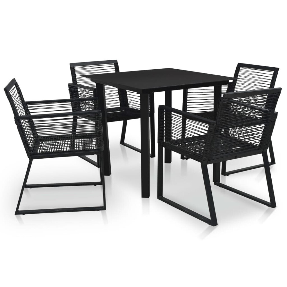 Vidaxl Outdoor Dining Set 5 Piece Pvc Rattan Black Patio Garden Furniture Set