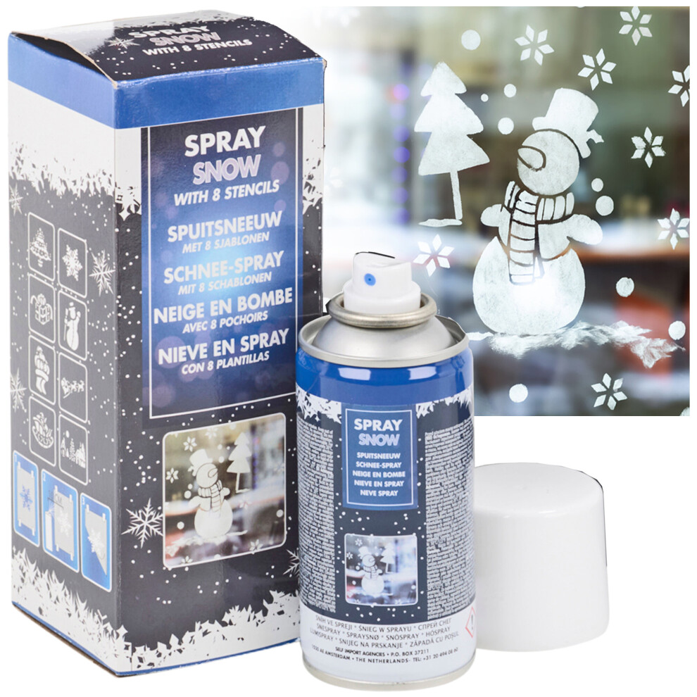Urbn Living 150Ml Fake Snow Spray With Stencil Artificial Christmas Craft Winter Festive Fun