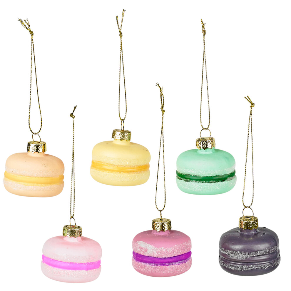 Glass Macaron Hanging Christmas Decoration Glitter Baubles Xmas Tree Party Decor