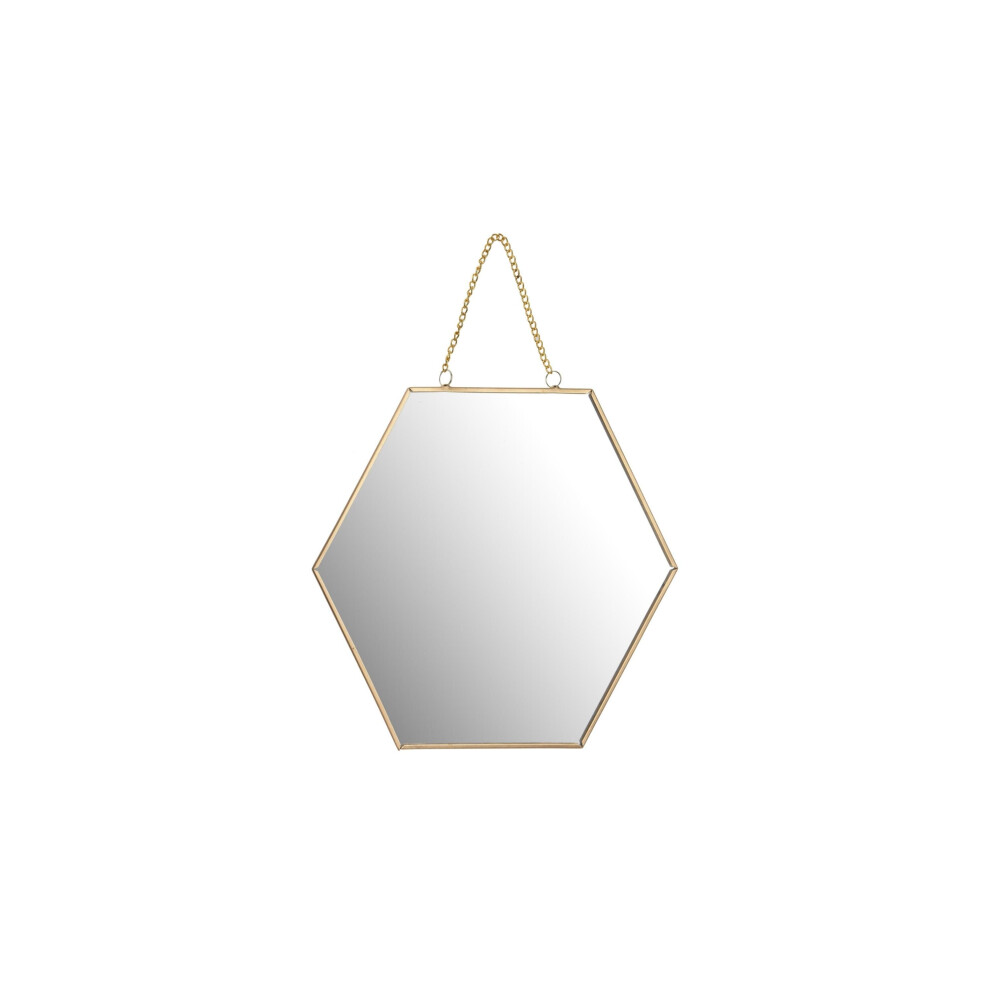(M 22cm) Honeycomb Gold Hanging Plate Mirror With Chain