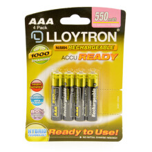 Lloytron NIMH AccuReady Rechargeable AAA Batteries | 4PK | 550mAh