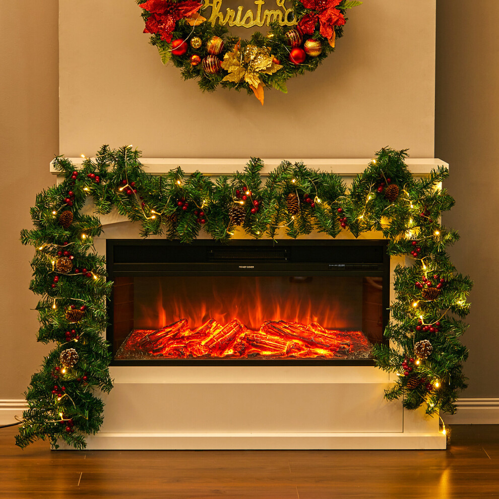 Living And Home Artificial Christmas Garland Pine Cone Red Berries Green Garland Christmas Decoration Xmas Ornament 270Cm