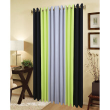 (66"wide x 72"drop) Eyelet Curtains Lined 3 Tone Black Lime Green Grey