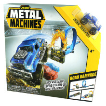 Metal Machine Road Rampage Racing Race Car Launcher Loop Track Truck Monster Set