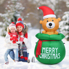 1.5M Inflatable Christmas Bear Luminous Model Bear Xmas Decoration