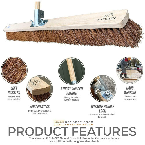 36'' Soft Indoor Broom Head Only Warehouse Brush Heavy Duty Large 2