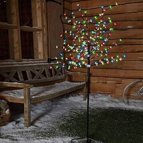 Snow Time (Multi Coloured, 150cm) LED Cherry Blossom Twig Tree Pre-Lit Christmas