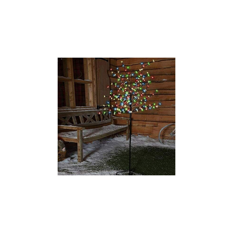 (Multi Coloured, 150cm) LED Cherry Blossom Twig Tree Pre-Lit Christmas