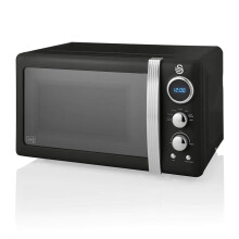 (Black) Swan Retro Digital LED 20L Microwave 800W Freestanding Countertop Five Power Levels