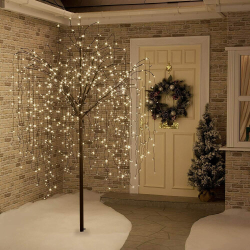 Snow Time (4ft, Warm White) Weeping Willow Tree Warm/Ice LED's In/Outdoor Tree