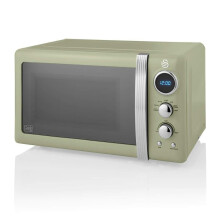 (Green) Swan Retro Digital LED 20L Microwave 800W Freestanding Countertop Five Power Levels