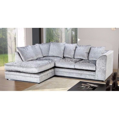 Furniture 786 (Silver, Left hand corner) Bella Crushed Velvet Corner sofa