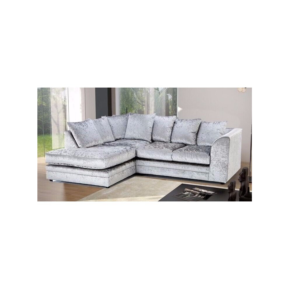 (Silver, Left hand corner) Bella Crushed Velvet Corner sofa