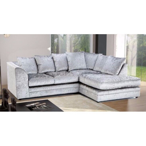 Furniture 786 (Silver, Right hand corner) Bella Crushed Velvet Corner sofa