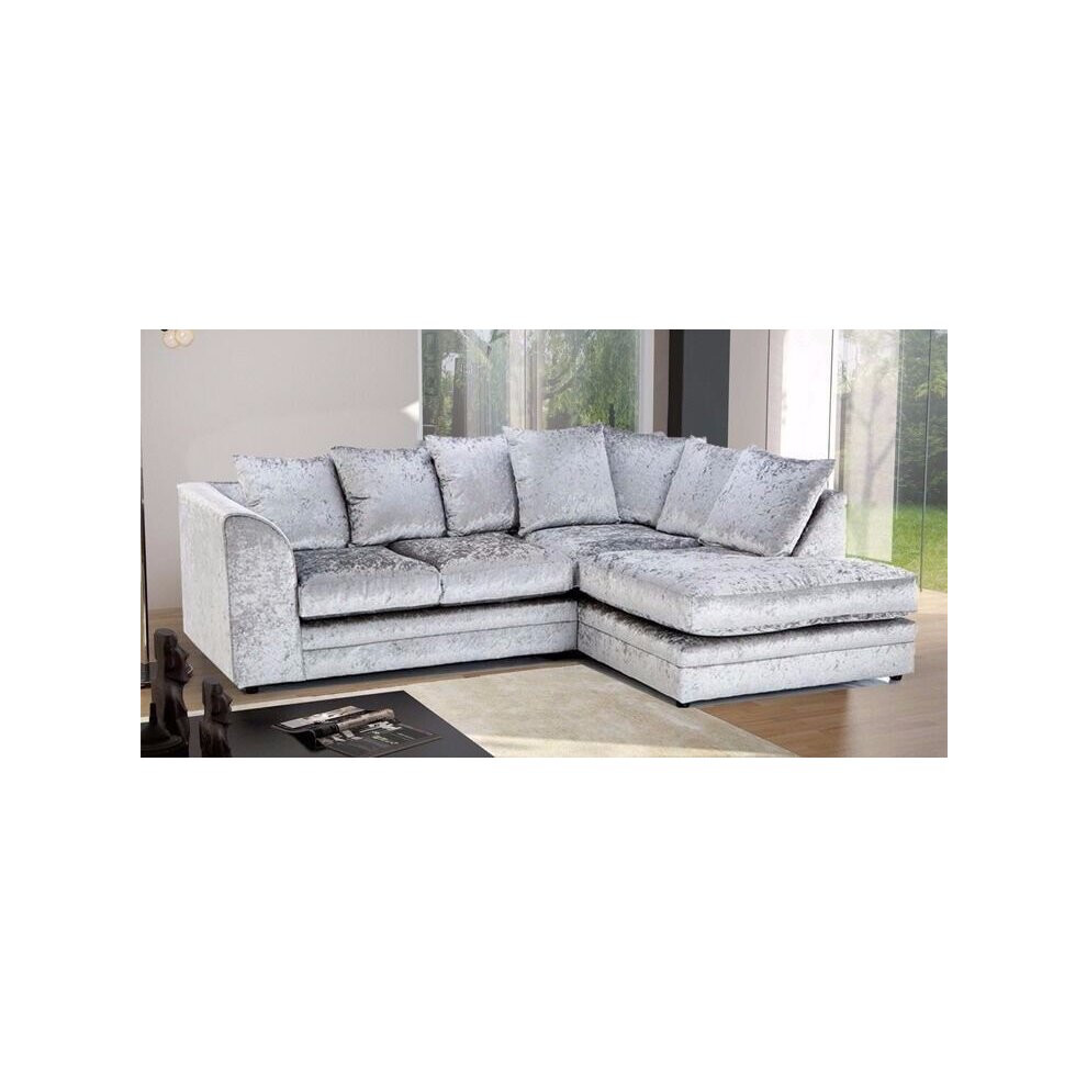 (Silver, Right Hand corner) Bella Crushed Velvet Corner Sofa