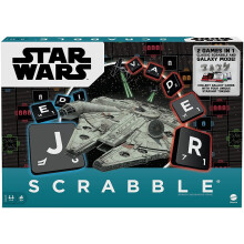 Scrabble Star Wars Edition Board Game – Classic Word Play with Galaxy Mode and Starship Movers (Millennium Falcon, X-wing, TIE, Boba Fett)