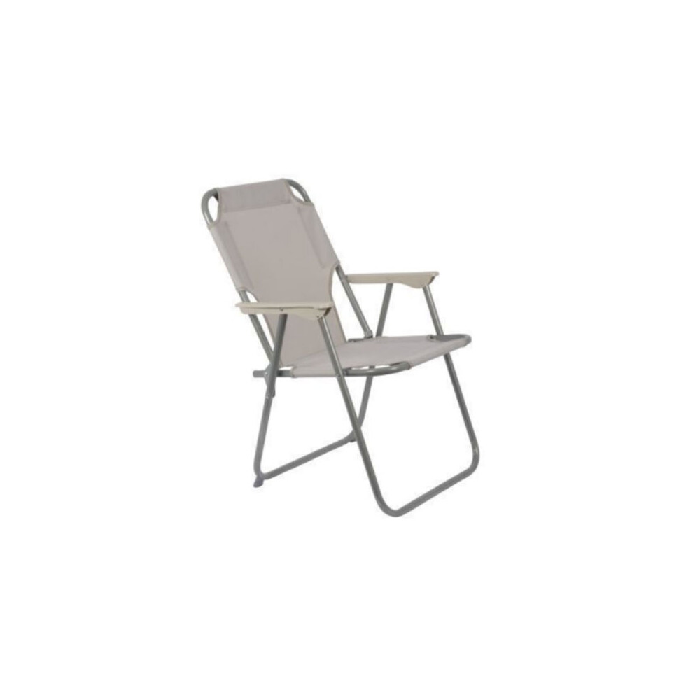 (Grey) 2 x Metal Garden Armchair Folding Portable Chairs