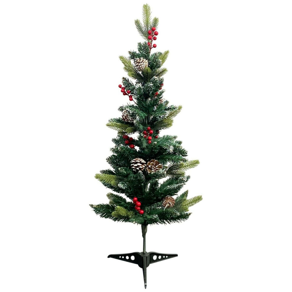 3ft (90cm) Artificial Norway Pine Christmas Tree Pre-Decorated Frosted Xmas Tree