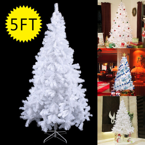 Gymax 5FT Artificial Christmas Tree Traditional White Xmas Decoration Tree 1