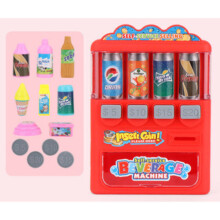 (Red) Children's Vending Machine Beverage Machine Toy Coin-operated Fun Play House