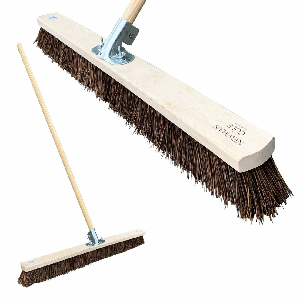 Newman And Cole 36" Large Stiff Bassine Broom Warehouse Brush With Bracket & Handle
