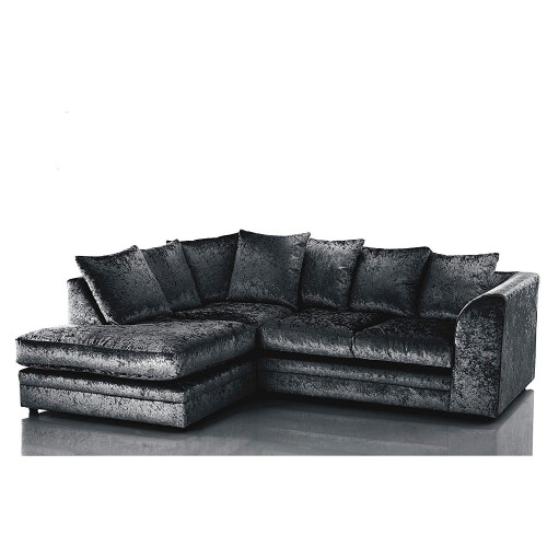 Furniture 786 (Left hand Corner, Black) Bella Crushed Velvet Corner sofa