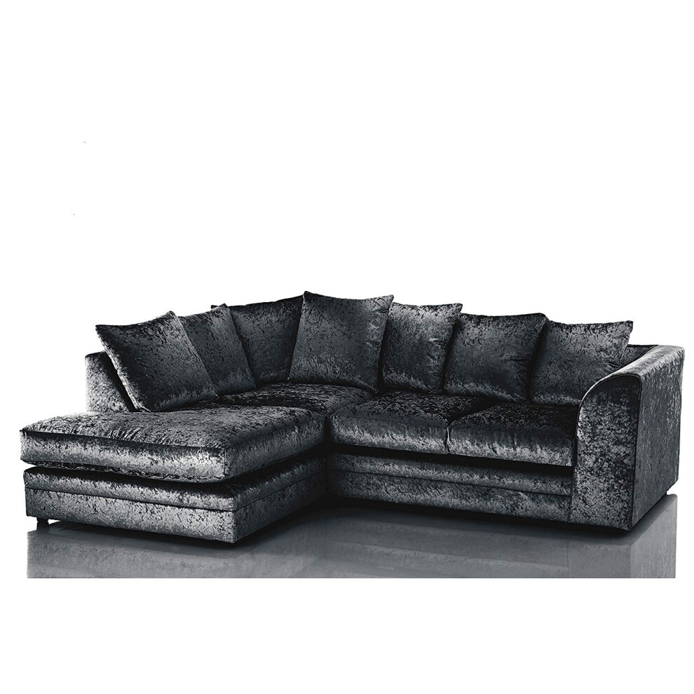 (Left hand Corner, Black) Bella Crushed Velvet Corner sofa